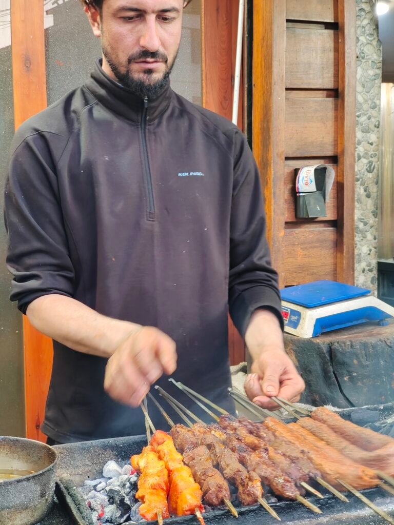 Imran bhai preparing kebabs